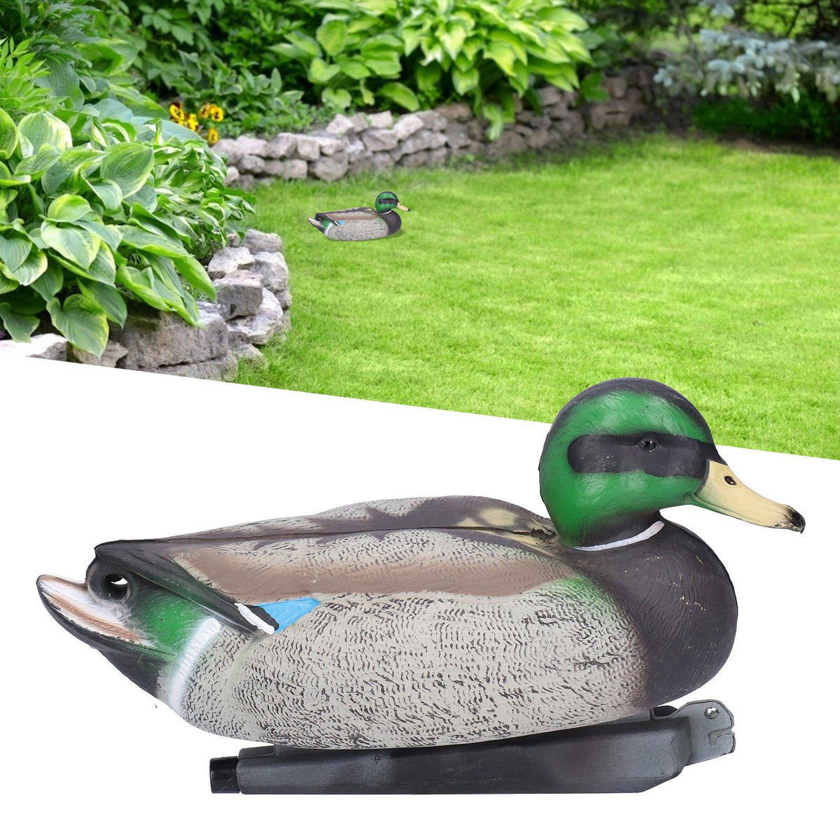 Plastic baby duck statue mold for garden decoration, featuring a realistic male duck design for outdoor craft and pretend play.