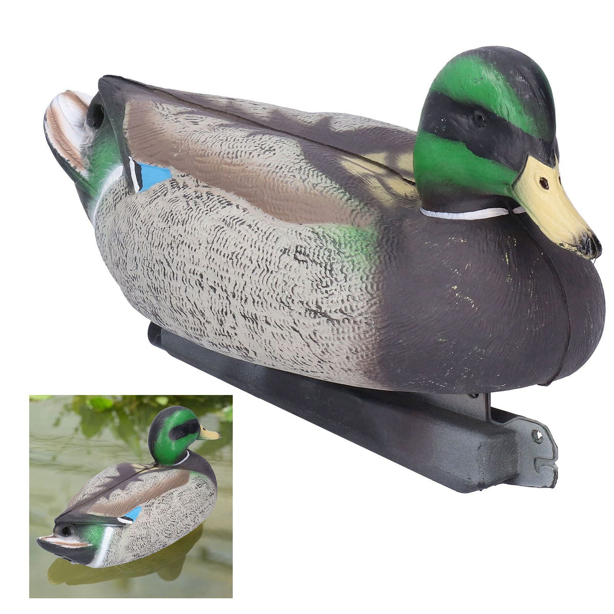 Plastic simulation duck statue for garden decor, featuring a male duck mold suitable for outdoor decoration and pretend play.