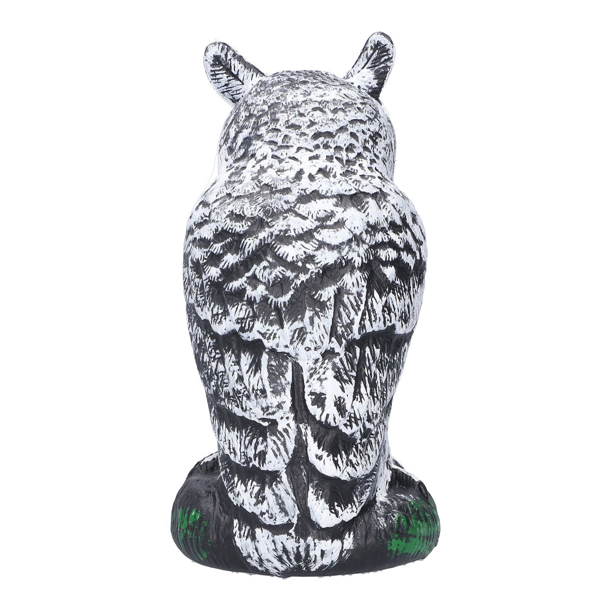 Plastic hunting fake owl decoy for outdoor gardens and yards, designed to deter pests and protect plants.