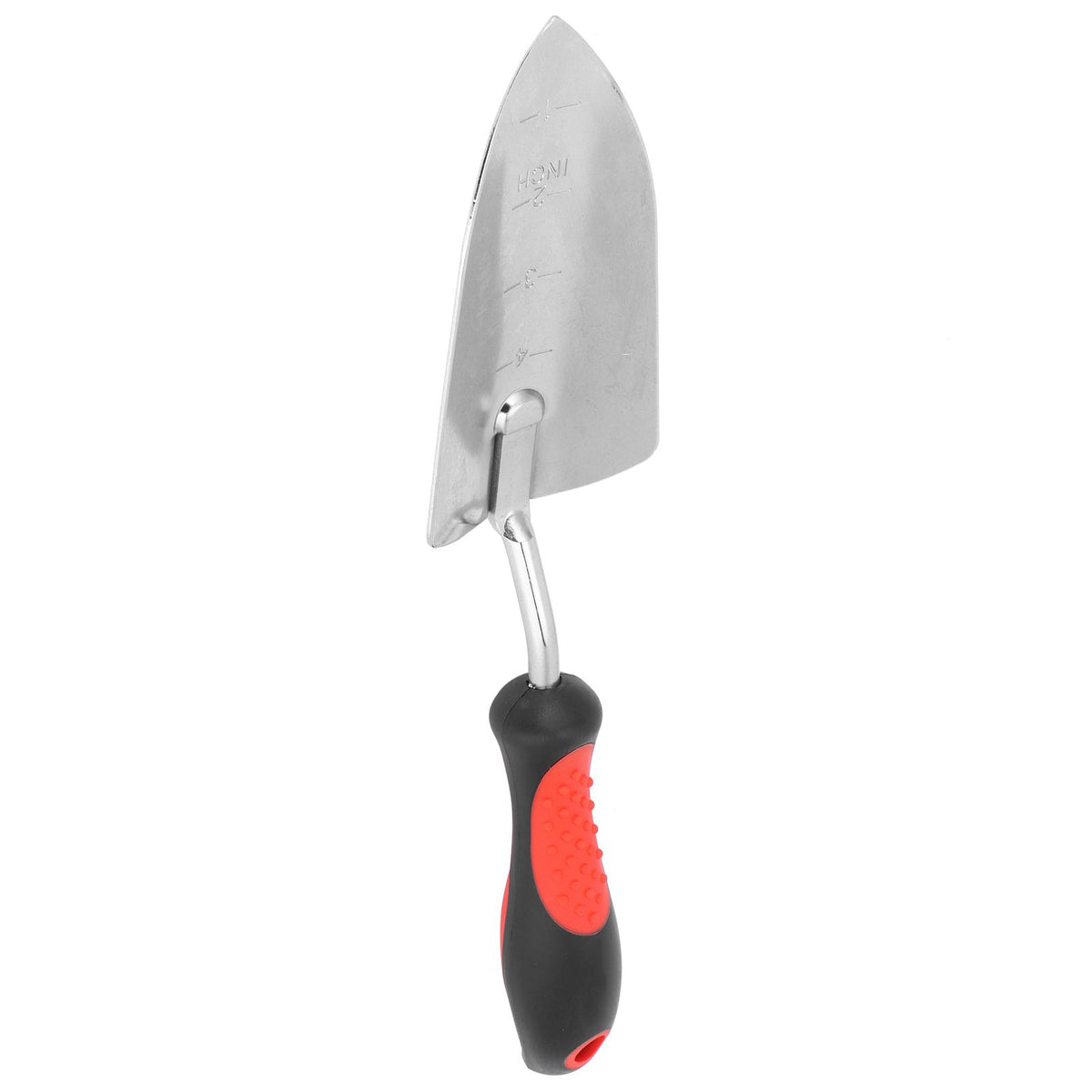 Chrome-plated garden shovel with a 340mm handle, ideal for digging and planting in outdoor gardening projects.