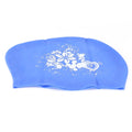 Blue silicone swimming cap for children and ladies, waterproof, designed for long or short hair, ideal for diving and swimming.