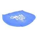 Blue silicone swimming cap for kids and ladies, waterproof and designed for long or short hair, ideal for diving and swimming.