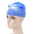 Blue silicone swimming cap for children and ladies, waterproof and suitable for long or short hair, used for diving and swimming.