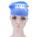Blue silicone swimming cap for kids and ladies, waterproof and designed for long or short hair, suitable for diving and swimming.