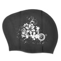Black silicone swimming cap for children and ladies, waterproof, designed for long or short hair, ideal for diving and swimming.