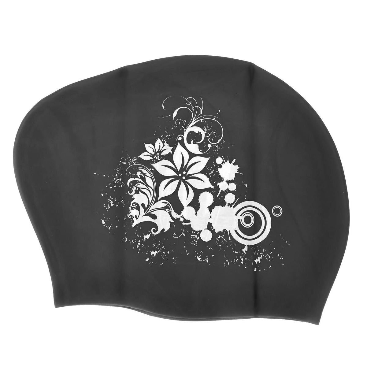 Black silicone swimming cap for children and ladies, waterproof, designed for long or short hair, ideal for diving and swimming.