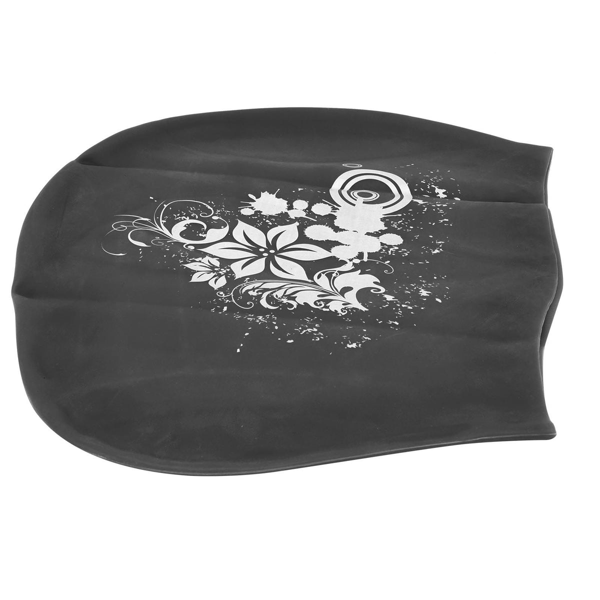 Black silicone swimming cap for kids and ladies, waterproof and designed for long or short hair, suitable for diving and swimming.