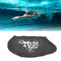Black silicone swimming cap for kids and ladies, waterproof and designed for long or short hair, ideal for diving and swimming.