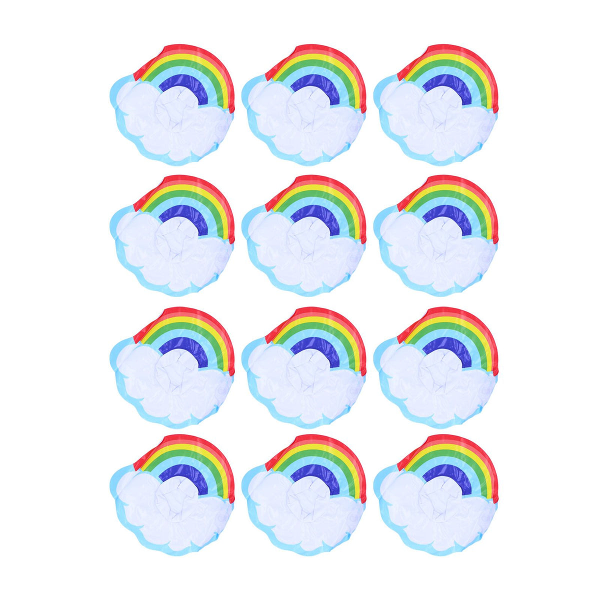 Colorful cloud-shaped inflatable coasters and cup holders for children, ideal for summer pool play, by Everything Baby.