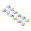Set of 12 colorful cloud-shaped inflatable coasters for kids, ideal as cup holders and pool toys for summer play.