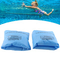 Blue inflatable swimming ring with arm sleeves for kids, designed for safe water play and swimming assistance by Everything Baby.