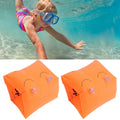 Inflatable orange swimming armband for kids and adults, water sleeve arm float ring for swimming and water safety.