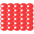 Red plastic beehive door entrance disc, round exit vent gate for beekeeping, with safety features, designed by Everything Baby.