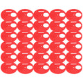 Red plastic beehive door entrance disc with vent gate for beekeeping, designed as a safety accessory for hive management.