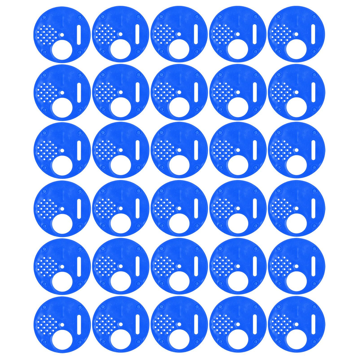 Blue plastic beehive door exit vent gate for beekeeping, 30-piece set with round design, safety accessory for hive management