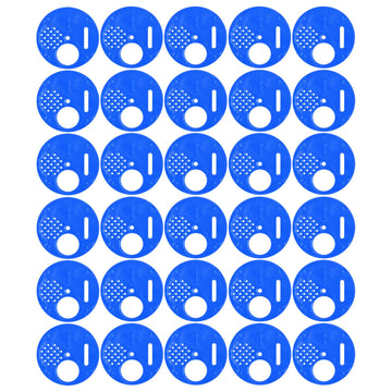 Blue plastic beehive door exit vent gate for beekeeping, 30-piece set with round design, safety accessory for hive management