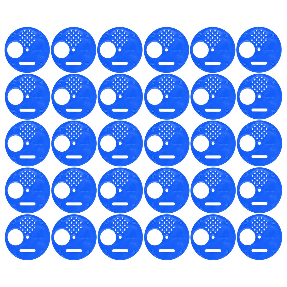 Blue plastic beehive door entrance disc for beekeeping, round exit vent gate, safety accessory for hive management