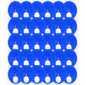 Blue plastic beehive door entrance disc with round exit vent, used as a beekeeping accessory for hive safety and ventilation.