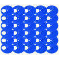 Blue plastic beehive door exit vent disc, round beekeeping accessory with entrance gate for hive safety and access control.