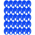 Blue plastic beehive door entrance disc with round exit vent gate, used as beekeeping accessory for hive safety and access.