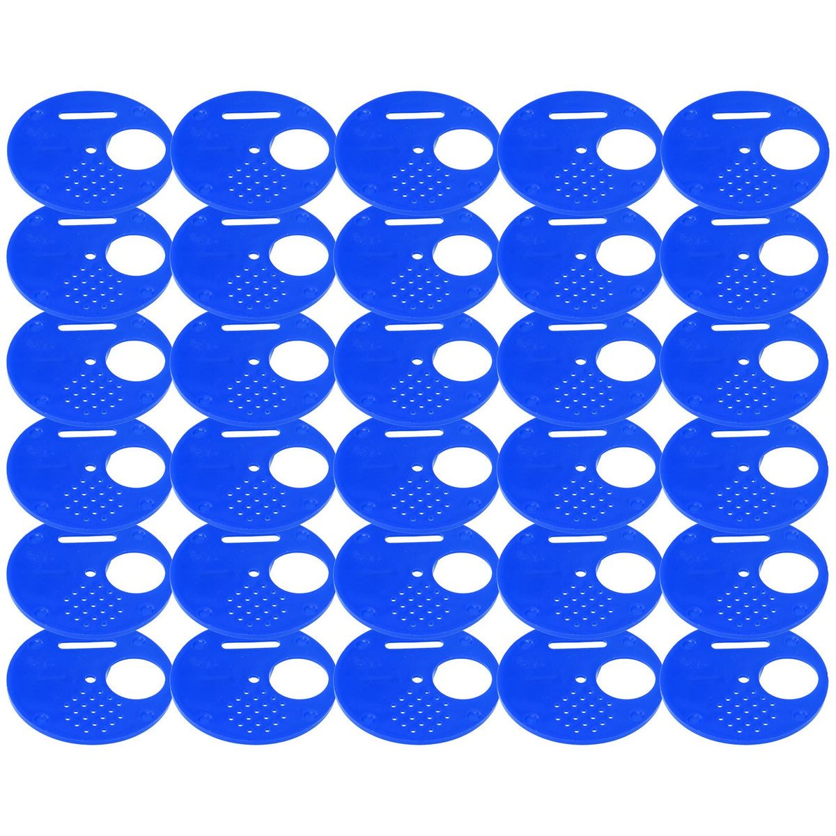 Blue plastic beehive door entrance disc, round exit vent gate, beekeeping accessory, suitable for safety and ventilation.