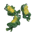 Three outdoor frog garden statues in American style, decorative lawn ornaments for yard, patio, and garden decor.