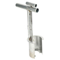 Alloy bulb planter tool for soil sampling and transplanting, designed for gardening and outdoor planting activities.