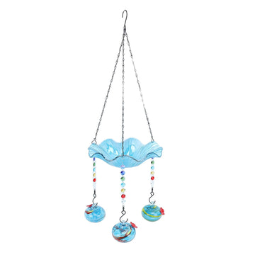 Hummingbird Feeder Bird Bath for Outdoors 2 In 1 Hanging Solar Bird Bath Fountain with 3 Feeder Pots for Small Birds