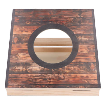 Cornhole Game Set Portable Foldable Interactive Water Resistant Bean Bag Toss Game for Party Camping Outdoor Backyard Black Circle