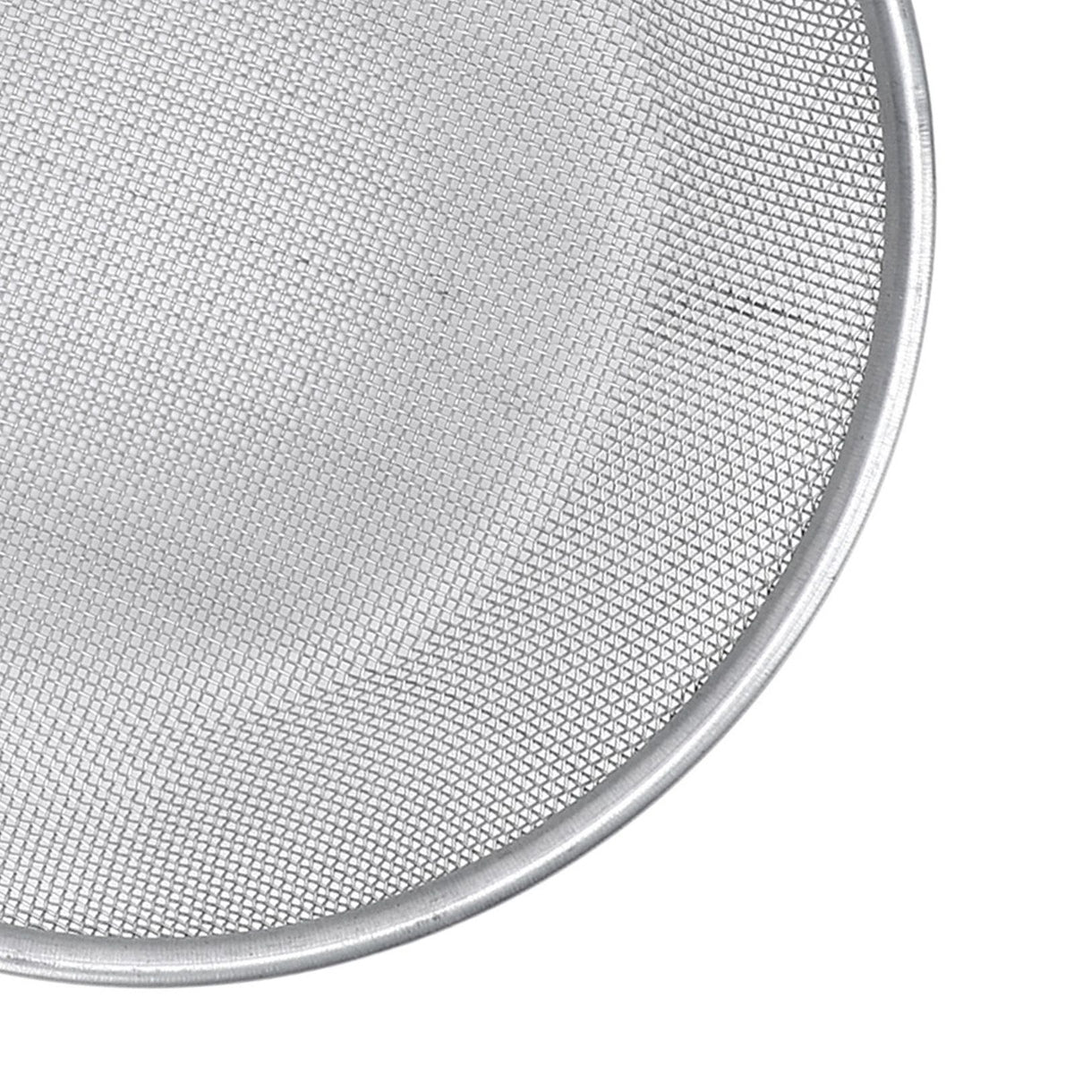 Stainless steel gardening soil sifter with 2mm holes, bearing 50kg, anti-slip gloves, used for compost and soil screening in gardening.