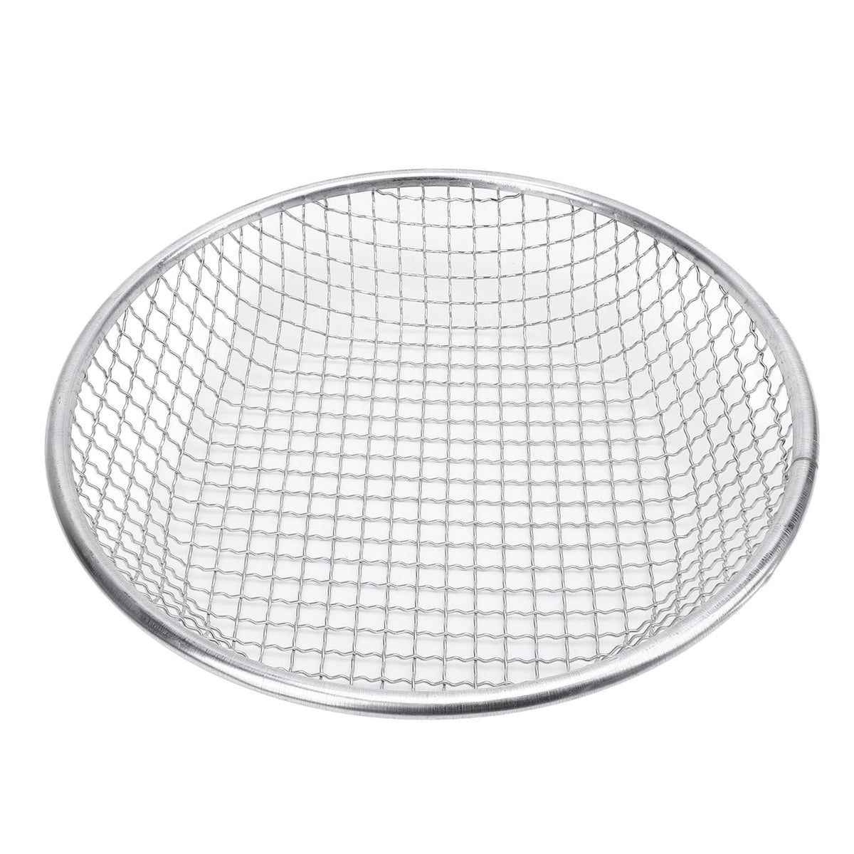 Stainless steel gardening soil sifter with 10mm holes, heavy-duty bearing, anti-slip gloves, used for compost and soil screening.