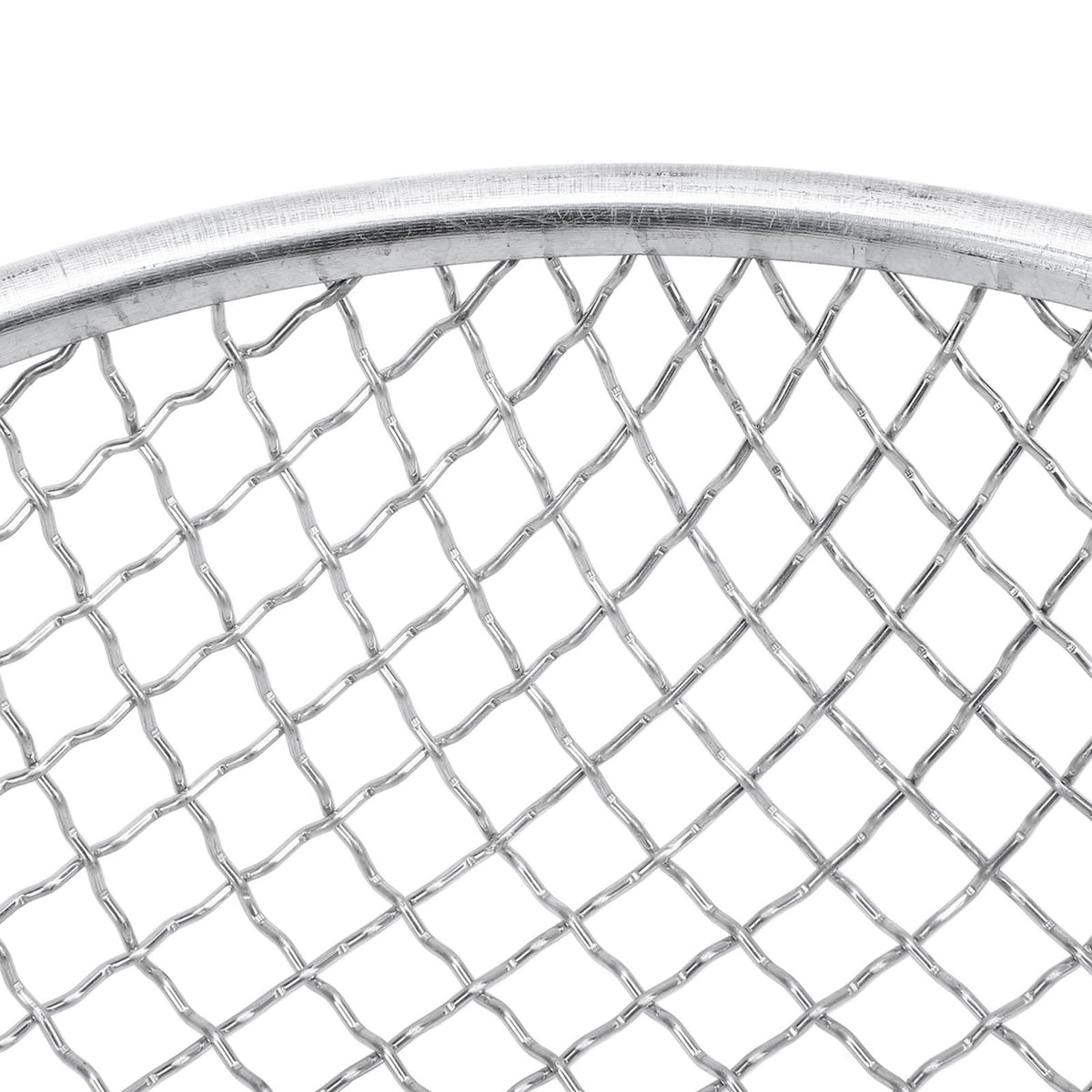 Stainless steel gardening soil sifter with 10mm holes, anti-slip gloves, suitable for compost and soil screening, 50kg capacity.