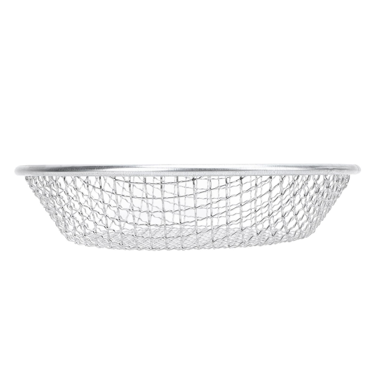 Stainless steel gardening soil sifter with anti-slip gloves, 50kg capacity, 10mm holes for compost and soil screening.
