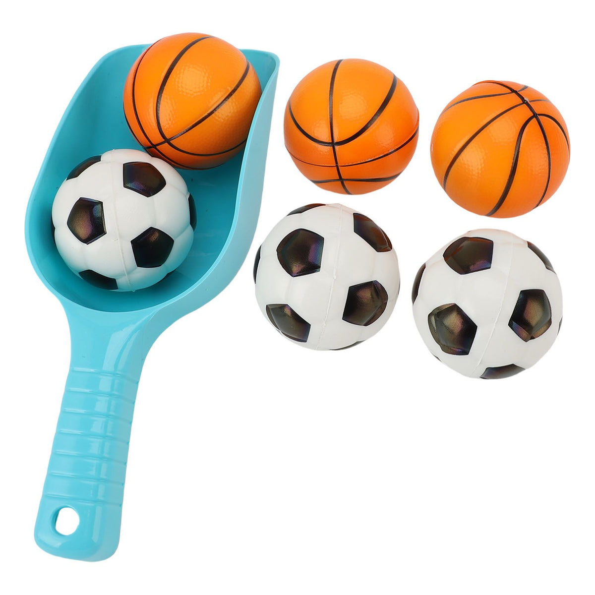 Outdoor beach toss game set with balls, shovel, and mesh bag, perfect for family and kids' outdoor fun at the beach.