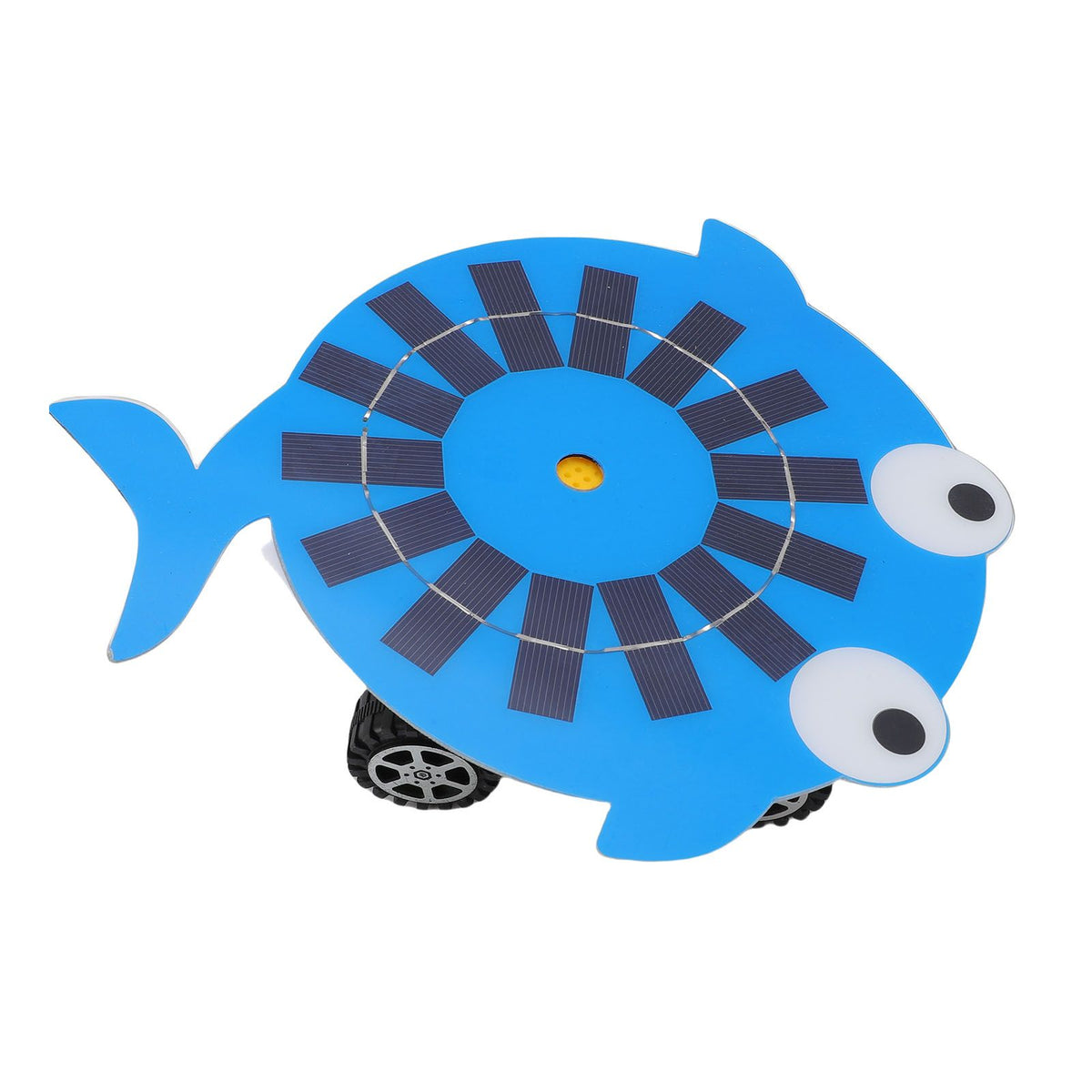 Mini solar-powered fish-shaped ride-on car for kids with 5W monocrystalline silicon solar panel, educational toy from Everything Baby
