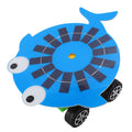 Mini solar car toy by Everything Baby with cartoon fish design, powered by 5W monocrystalline silicon solar panel for kids' science fun.