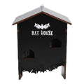 Weatherproof wooden bat house with three chambers, designed for outdoor garden, patio, or backyard installation.