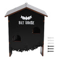 Weatherproof wooden bat house with three chambers designed for outdoor garden, patio, or backyard installation.