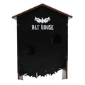 Weatherproof wooden bat house with three chambers, designed for outdoor garden, patio, or backyard use for bats.