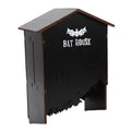 Weatherproof wooden bat house with three chambers, designed for outdoor garden, patio, or backyard use.