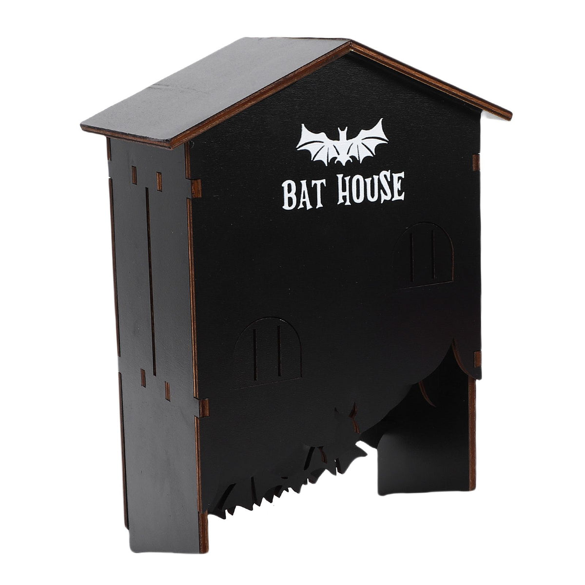 Weatherproof wooden bat house with three chambers, designed for outdoor garden, patio, or backyard use.