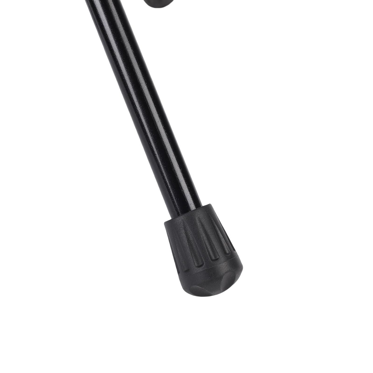 Black folding camping stool with 360-degree rotating seat, lightweight and portable for outdoor activities like hiking and picnics.