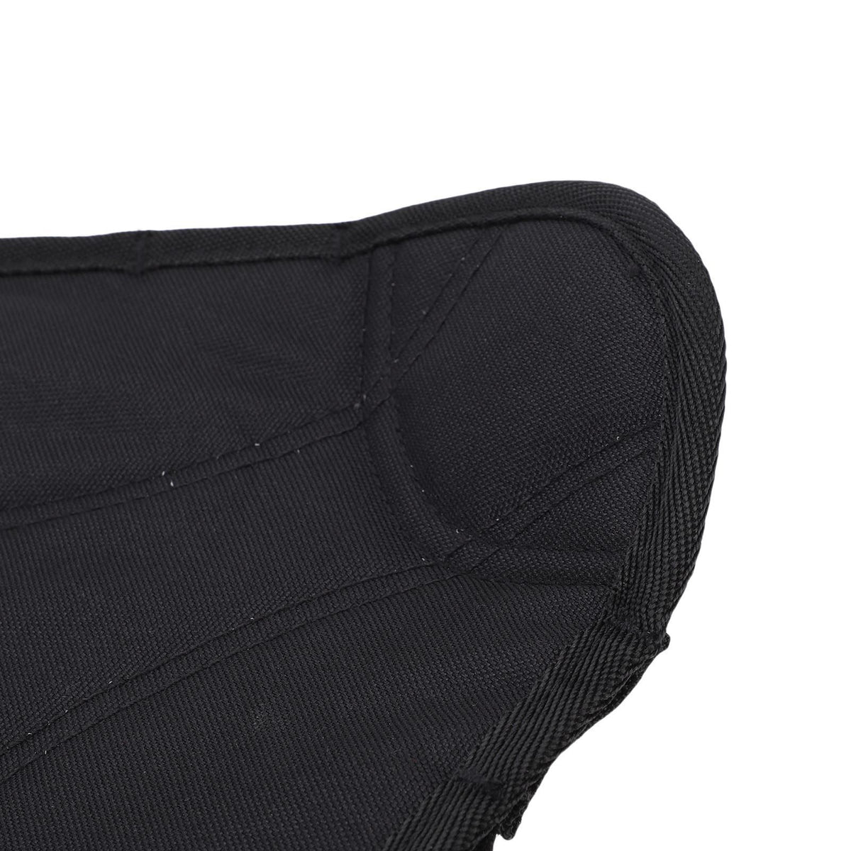 Black folding camping stool with 360-degree rotating seat, lightweight and portable, ideal for outdoor activities like hiking and picnics.