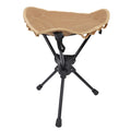 Lightweight folding camping stool in khaki with 360-degree rotating seat, portable outdoor chair for hiking, fishing, and picnics.