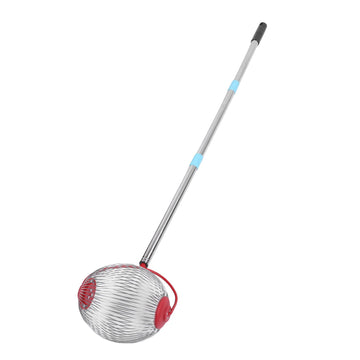 Stainless steel rolling nut gatherer with 44.7-inch handle for collecting acorns, pecans, and walnuts outdoors, by Everything Baby.