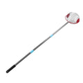 Stainless steel rolling nut gatherer with 44.7-inch extendable sections, ideal for collecting pecans and walnuts outdoors.