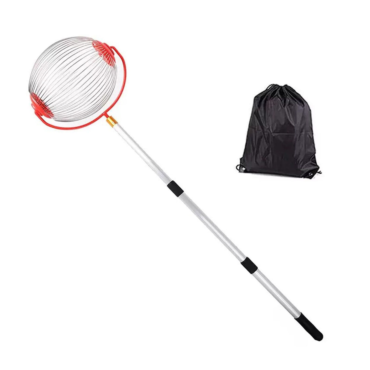 Nut gatherer roller with comfortable handle for collecting walnuts, chestnuts, pecans, and acorns in outdoor play and gardening.