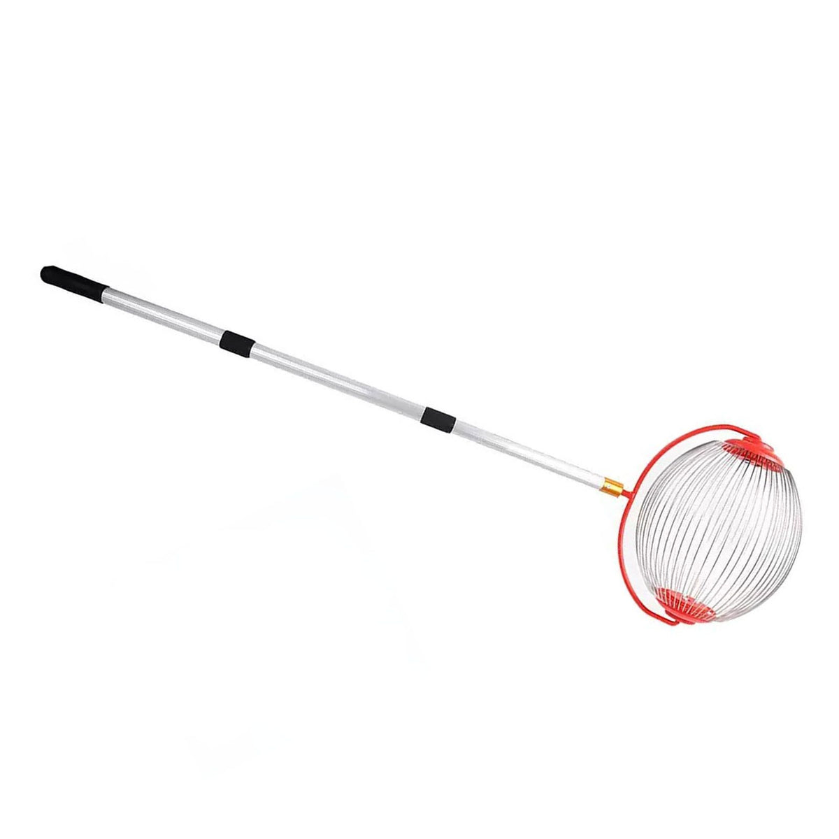 Nut gatherer roller with comfortable handle, used for collecting walnuts, chestnuts, pecans, and acorns during outdoor play.