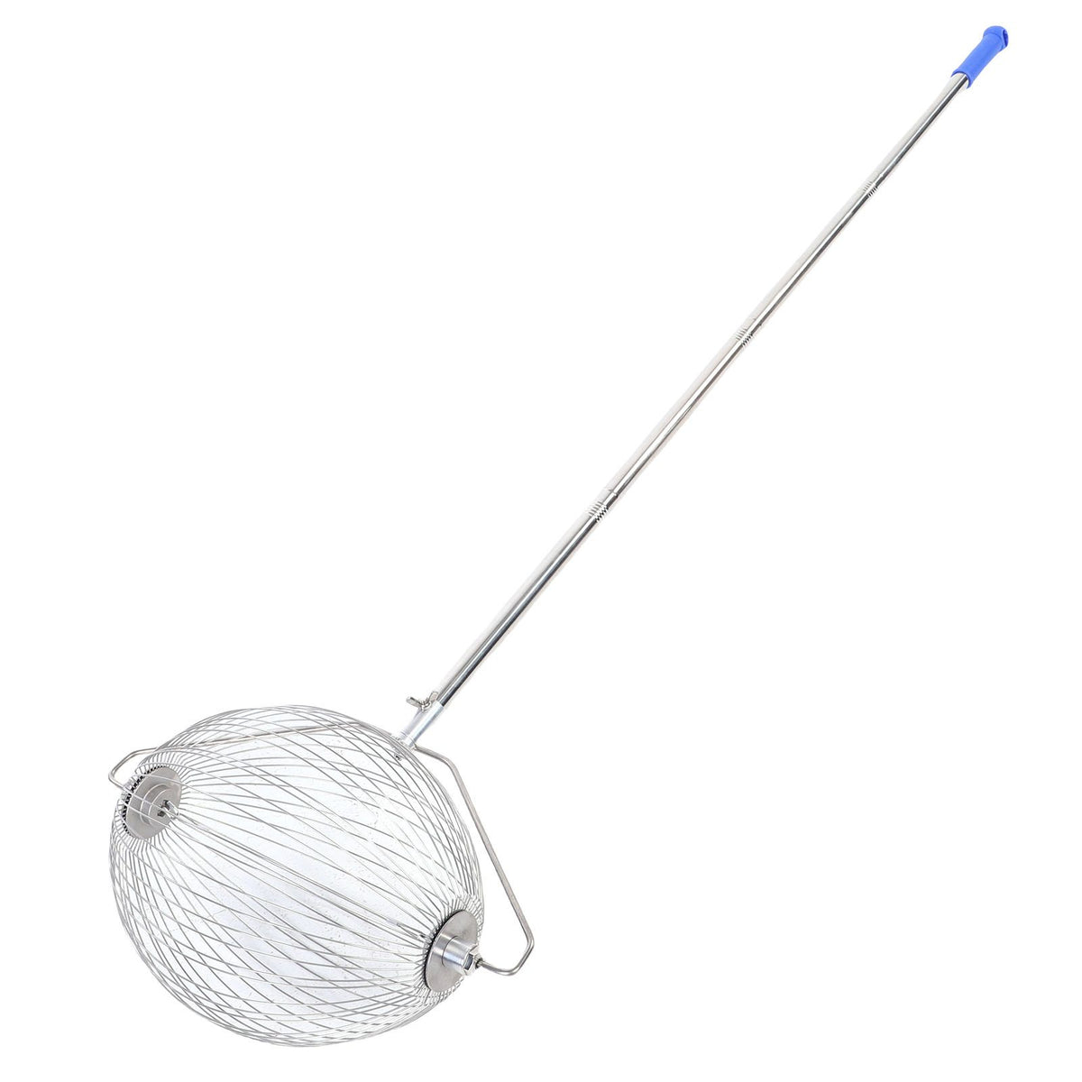 Stainless steel nut gatherer and walnut picker upper roller for small objects like acorns and tennis balls, suitable for outdoor play.