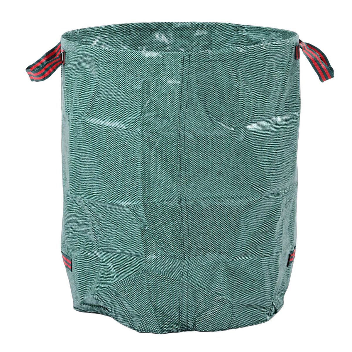 Waterproof green yard waste leaf bag with handles, reusable and sturdy, suitable for outdoor garden and recycling tasks.